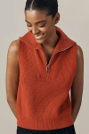 Varley Amina Half-zip Knit Sweater Vest In Orange