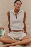 Varley Amina Half-zip Knit Sweater Vest In White