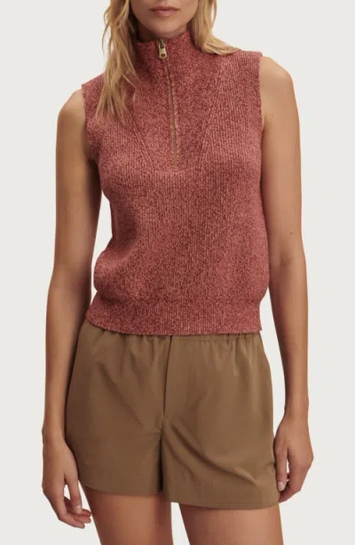 Varley Amina Half-zip Sleeveless Sweater In Brown