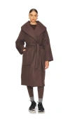 Varley Ana Long Wrap Puffer Coat Coffee Bean In Brown