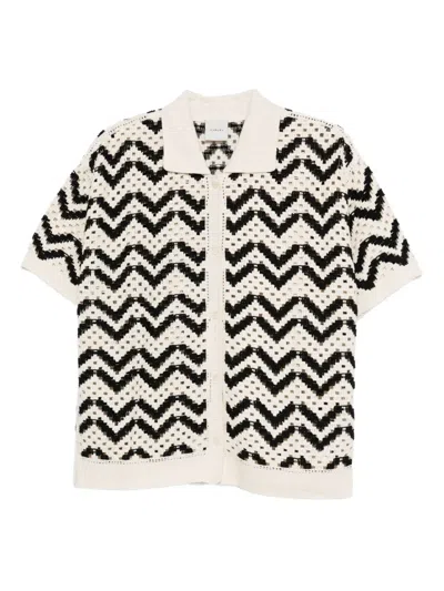 Varley Anais Crochet Chevron Polo Shirt In Neutral
