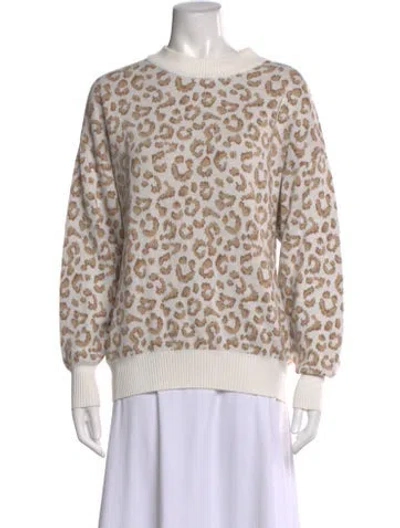 Pre-owned Varley Animal Print Crew Neck Sweater In Neutral