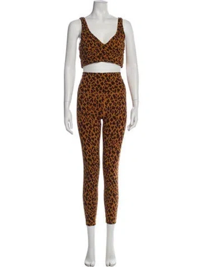 Pre-owned Varley Animal Print Pant Set In Brown