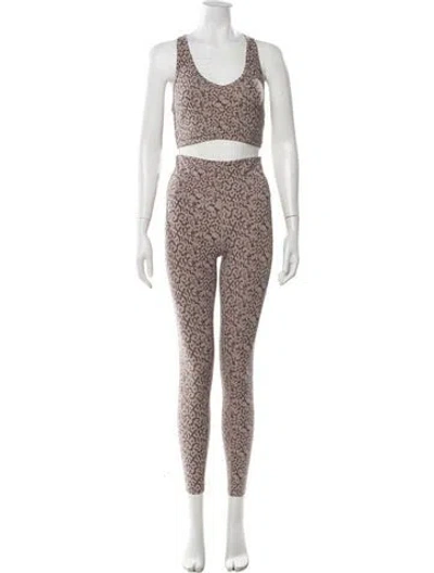 Pre-owned Varley Animal Print Pant Set In Gray