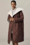 Varley Womens Deep Mahogany Annalise Reversible Quilted Woven Coat In Red