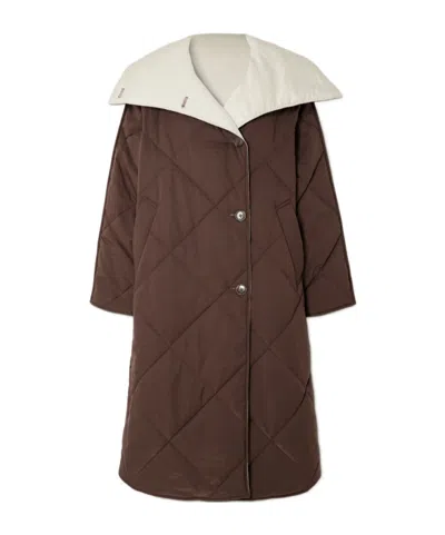 Varley Annalise Reversible Quilted Lyocell-blend Coat In Brown