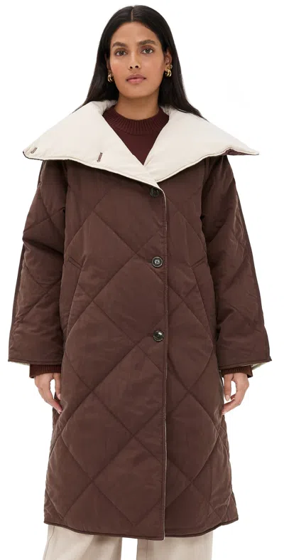 Varley Annalise Reversible Wrap Coat Deep Mahogany In Brown