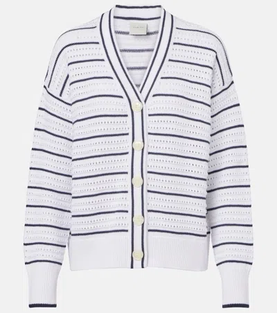 Varley Antonia Relaxed Cardigan In White Blue Nights
