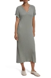 Varley Aria Henley Rib Midi Dress In Green