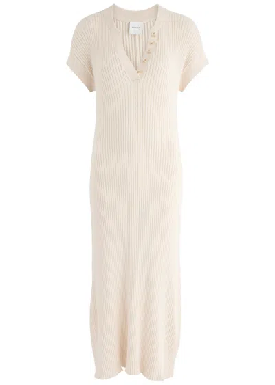 Varley Aria Ribbed-knit Midi Dress In Cream