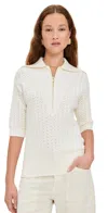 Varley Arney Half Zip Knit Polo Egret In Neutral