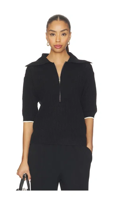 Varley Arney Half Zip Knit Polo Top In Black