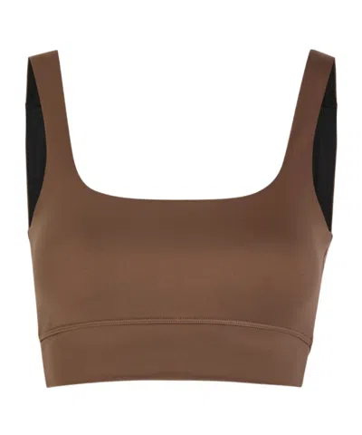 Varley Assure Cori Square Neck Bra In Brown
