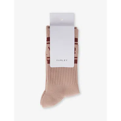 Varley Astley Branded Stretch-woven Socks In Rose Smoke/ Pink Clay