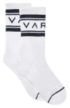 Varley Astley Crew Socks In White/ Blue Nights