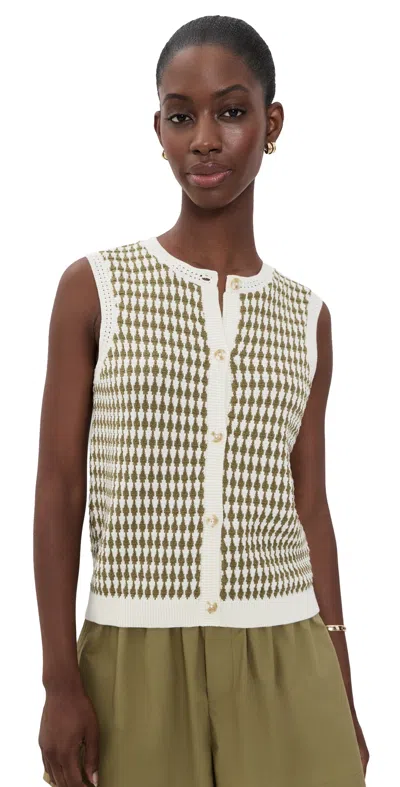 Varley Aura Geometric-pattern Knit Vest In Neutral