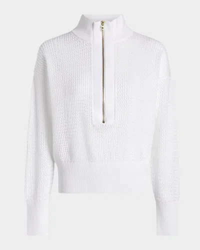 Varley Aurora Half-zip Knit Sweater In White