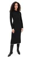 Varley Axel Rib Knit Midi Dress Black In Black