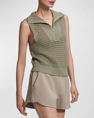 Varley Bains Half-zip Knit Vest In Seagrass