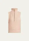 Varley Bains Half-zip Knit Tank Top In Silver Peo