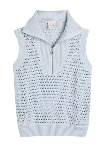 Varley Bains Half Zip Open-knit Tank In Blue