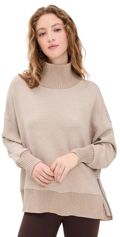 Varley Barker High Neck Sweatshirt Taupe Marl In Brown