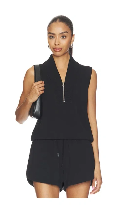 Varley Beau Sleeveless Half Zip Top In Black