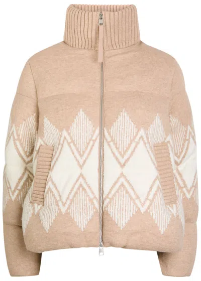 Varley Belina Fair Isle Padded Knit Jacket In Brown