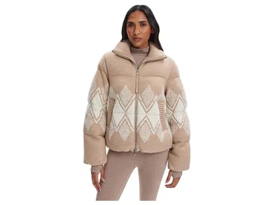 Varley Belinda Padded Fair Isle Knitted Jacket In Neutral