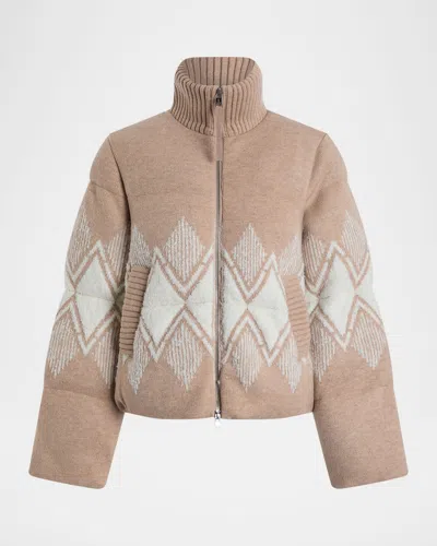 Varley Womens Light Taupe Belinda Padded Knitted Jacket In Neutral