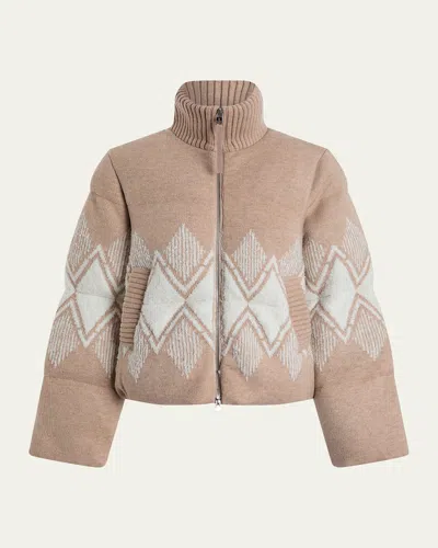 Varley Belinda Knit Puffer Jacket In Brown