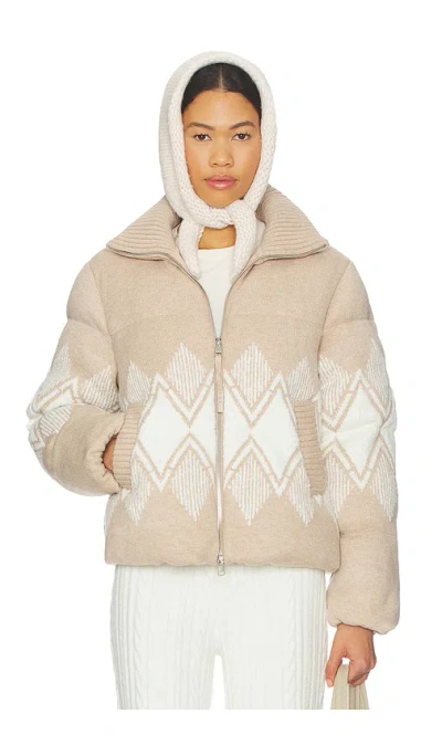 Varley Belinda Padded Fair Isle Knitted Jacket In Neutral
