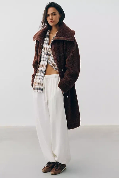 Varley Bennet Faux Shearling Coat Jacket In Brown
