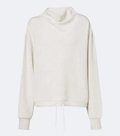 Varley Betsy Draped Jersey Sweatshirt In White