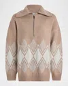 Varley Betty Jacquard Half-zip Sweater In Neutral