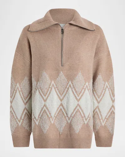 Varley Betty Jacquard Half-zip Sweater In Neutral