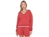 Varley Women's Blithe Doublesoft Striped-trim Sweatshirt In Red
