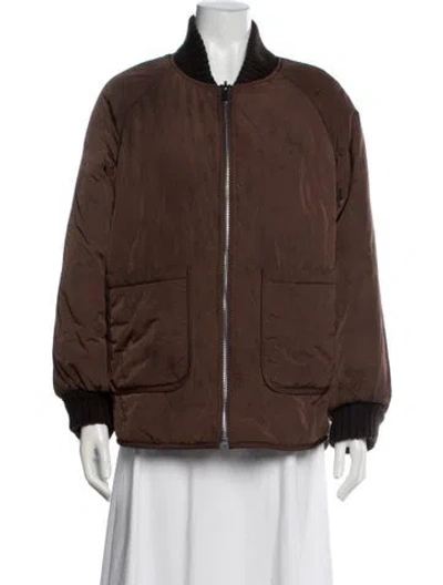 Pre-owned Varley Bomber Jacket In Brown