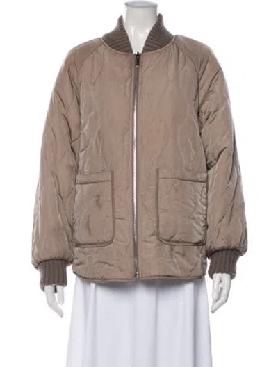 Pre-owned Varley Bomber Jacket In Neutral