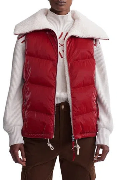 Varley Brock Fleece Lined Puffer Vest In Red