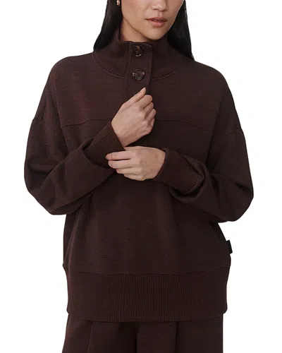 Varley Bronya Button Placket Sweatshirt In Burgundy