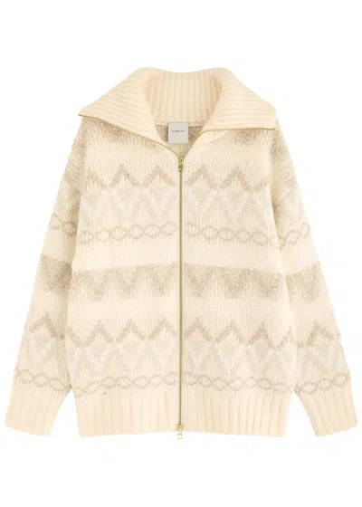 Varley Brooke Fair Isle Intarsia Knitted Jacket In Ivory