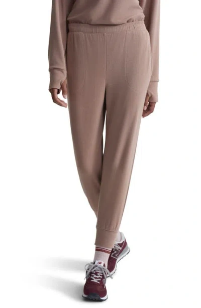 Varley Brushed Rib Knit Slim Joggers In Shadow Rose Marl