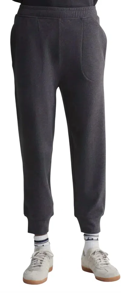 Varley Brushed Rib Slim Cuff Pant 25" In Black Marl In Grey