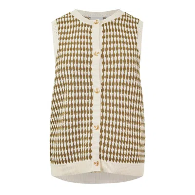 Varley Aura Geometric-pattern Knit Vest In Neutral