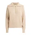 Varley Camello Relaxed Cable Half Zip In Parchment In Beige