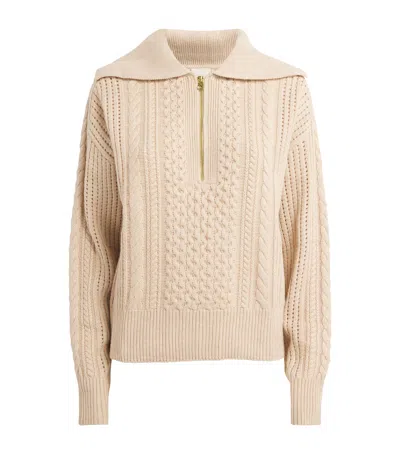 Varley Camello Relaxed Cable Half Zip In Parchment