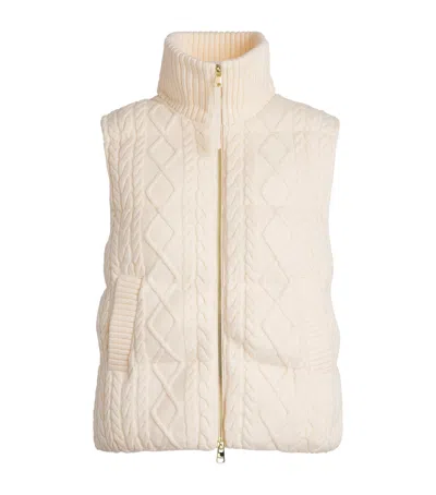 Varley Cable-knit Padded Irina Gilet In Neutral