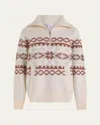Varley Cai Fairisle Half Zip Sweatshirt In Whitecap Grey Fairisle
