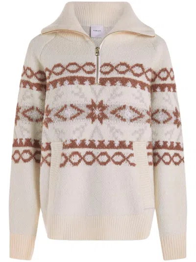 Varley Cai Fairisle Half Zip Sweatshirt In Whitecap Grey Fairisle